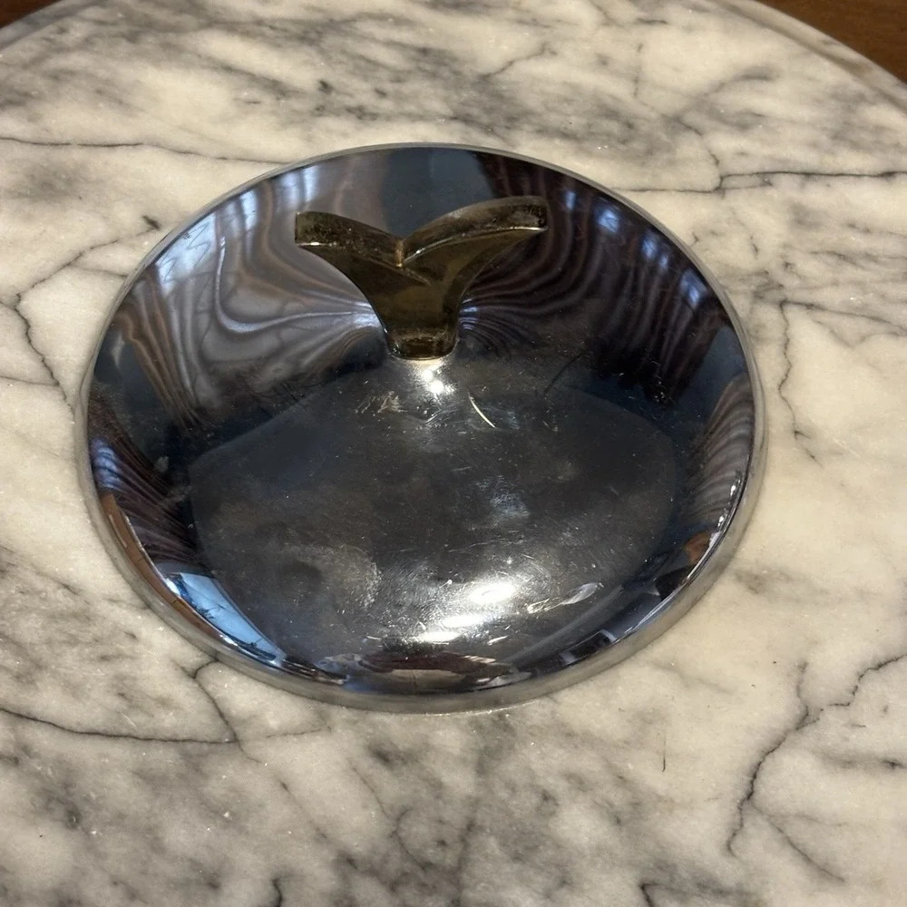 6pc VTG 60s MCM Kromex Chrome Glass Lazy Susan Serving Tray Lid ~ No Center Bowl
